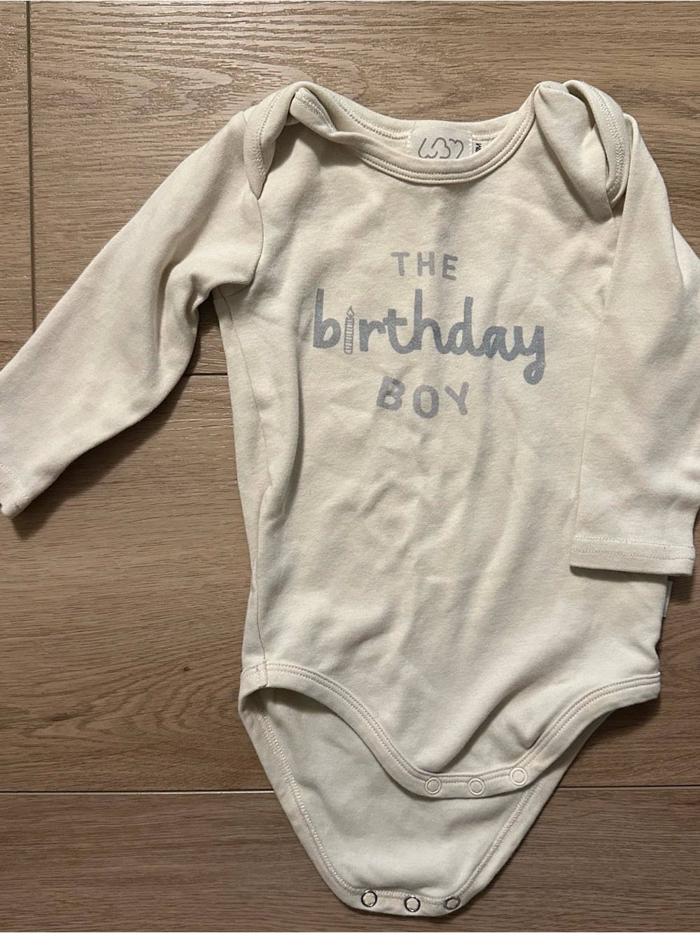 Baby Long-Sleeve One-Piece Bodysuit - The Birthday Boy - Cream